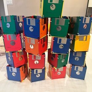 Upcycled Retro Tech Floppy Disk holder!